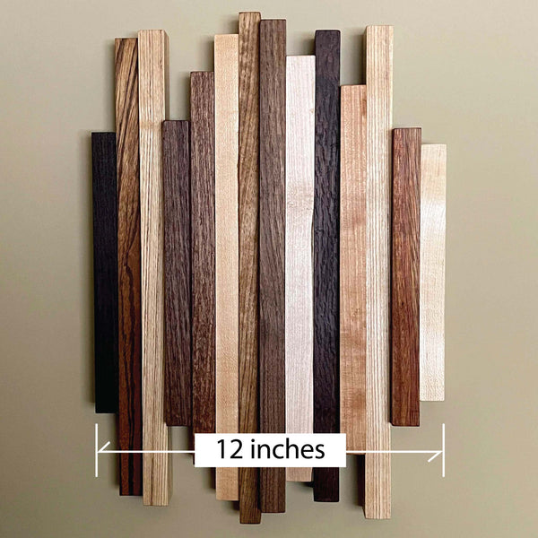 Staggered Wood Wall Artwork, 3D Hanging Art, Mid-Century Artwork, Free Shipping