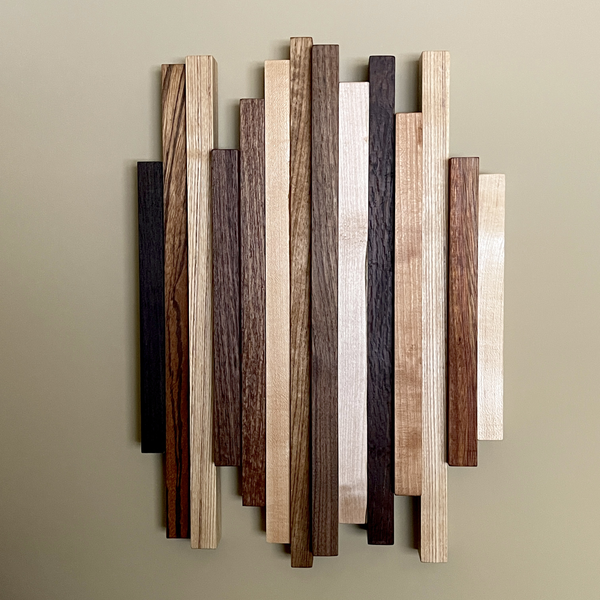 Staggered Wood Wall Artwork, 3D Hanging Art, Mid-Century Artwork, Free Shipping