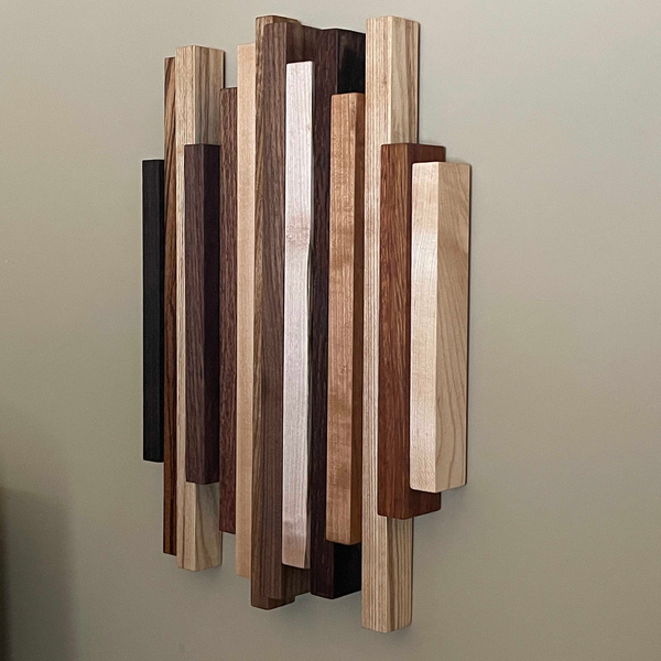 Staggered Wood Wall Artwork, 3D Hanging Art, Mid-Century Artwork, Free Shipping