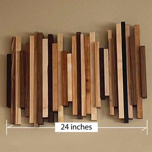 Staggered Wood Wall Artwork, 3D Hanging Art, Mid-Century Artwork, Free Shipping