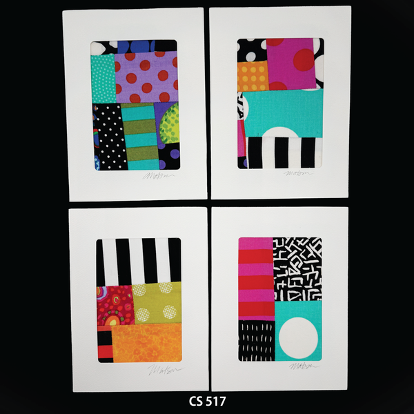 Notecard Set, Fabric Collage, One-of-a-Kind, Greeting Cards, Handcrafted, With Envelopes