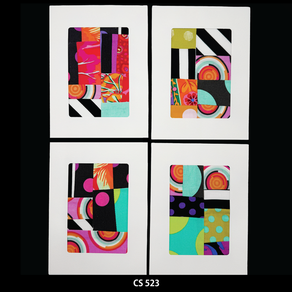 Notecard Set, Fabric Collage, One-of-a-Kind, Greeting Cards, Handcrafted, With Envelopes