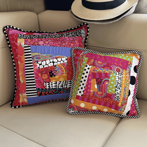 Couch Candy, Throw Pillows, Bold Fabric Collages, Playful, Splash Of Whimsy