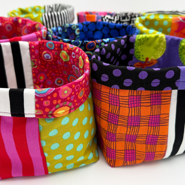 Wonder Bucket, Fabric Collage, Storage, Desktop, Tech Cables, Cosmetics, DVD, CD, Yarn, Planter, Small Stuff